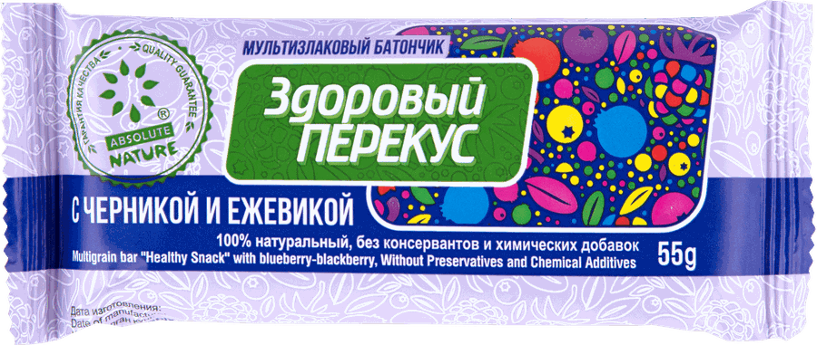 Батончик мюсли ЗДОРОВЫЙ ПЕРЕКУС с черникой и ежевикой, 55г