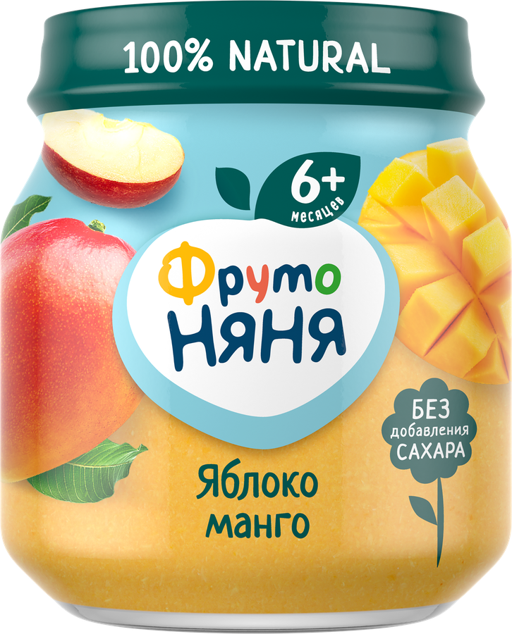 Пюре фруктовое ФРУТОНЯНЯ Яблоко и манго, с 6 месяцев, 100г