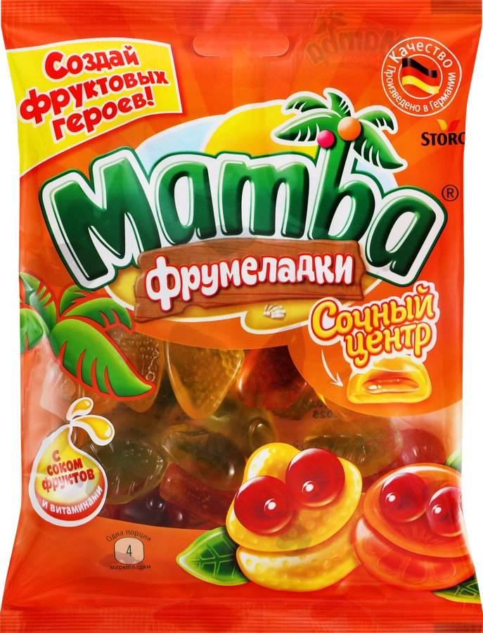 Мармелад жевательный MAMBA Фрумеладки сочный центр, 140г