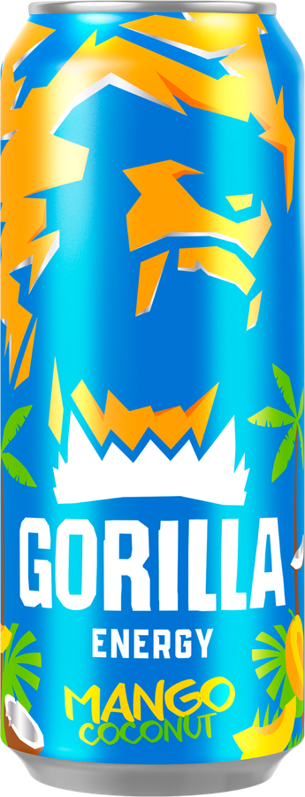 Напиток энергетический GORILLA Mango Coconut тонизирующий сильногазированный, 0.45л