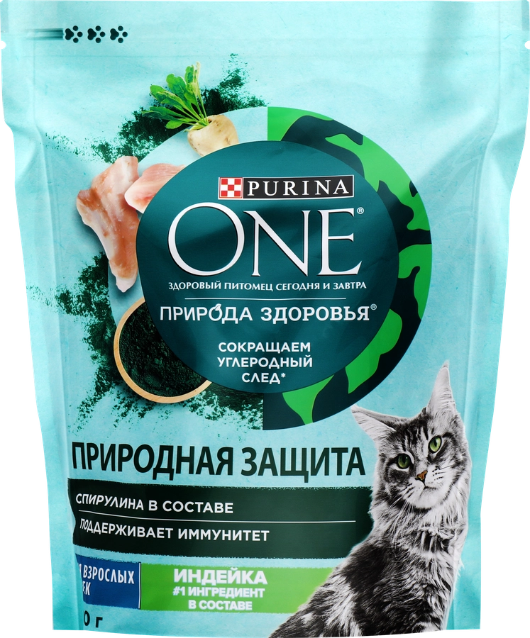 Корм сухой для взрослых кошек PURINA ONE Природа здоровья с индейкой,  680г