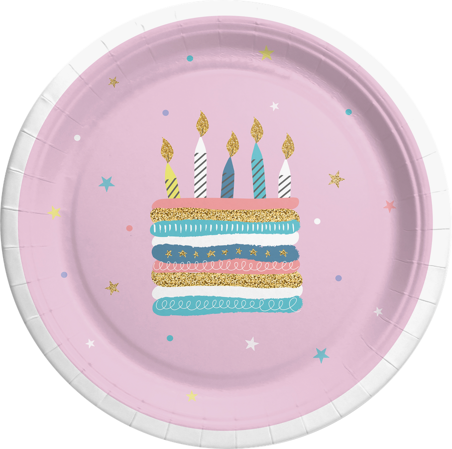 Тарелки одноразовые Happy Birthday d=23см бумажные, 6шт, превью