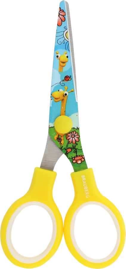 Ножницы BRAUBERG Kid Series Смайлики, 130мм закругленные, желто-белые, 
Арт. 232274