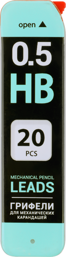 Грифели BRAUBERG Black Jack Hi-Polymer 0,5мм HB запасные Арт. 80447, 20шт