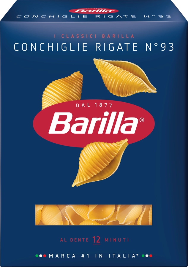 Макароны BARILLA Conchiglie rigate №93 группа А, высший сорт, 450г