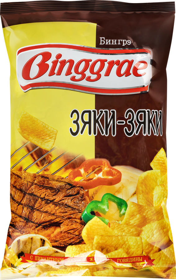Чипсы БИНГРЭ Зяки-зяки с пикантным вкусом жареной говядины, 130г