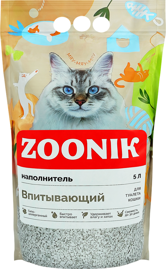 Наполнитель для кошек ЗООНИК впитывающий, 5л