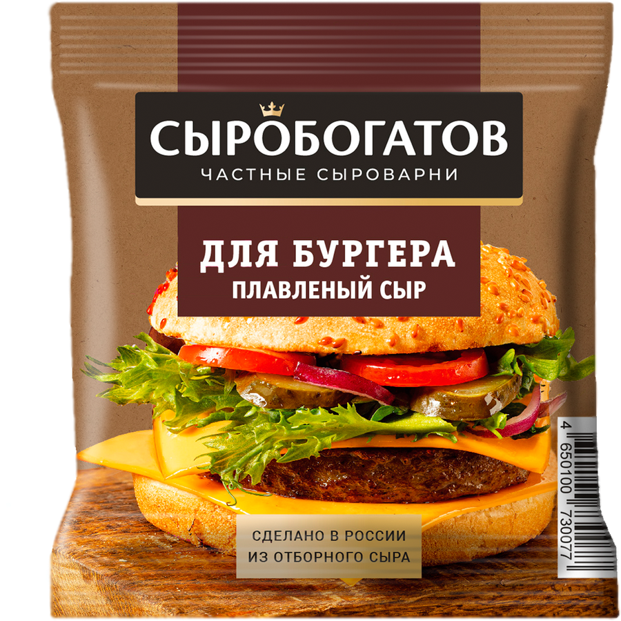 Сыр плавленый СЫРОБОГАТОВ Для бургера 25%, без змж, слайсы, 112г