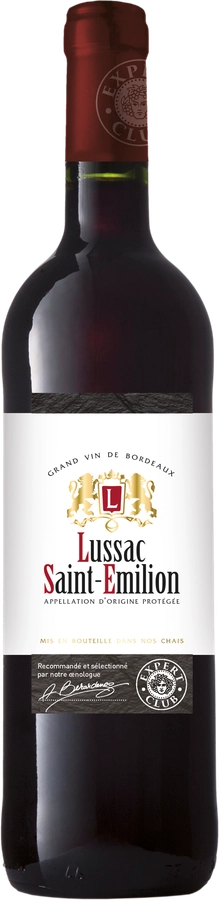 Вино LUSSAC SAINT-EMILION Бордо Эксперт Клаб ординарное красное сухое,  0.75л