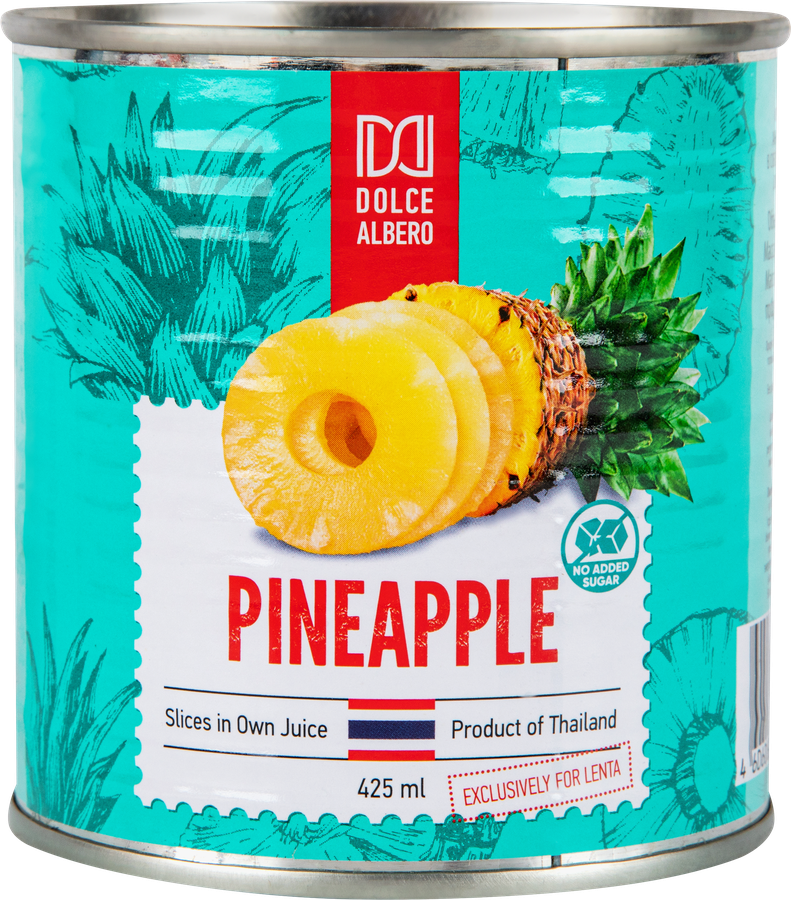 Ананасы DOLCE ALBERO кольца в собственном соку, 425мл