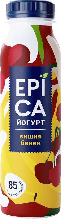 Йогурт питьевой EPICA с вишней и бананом 2,5%, без змж, 260г