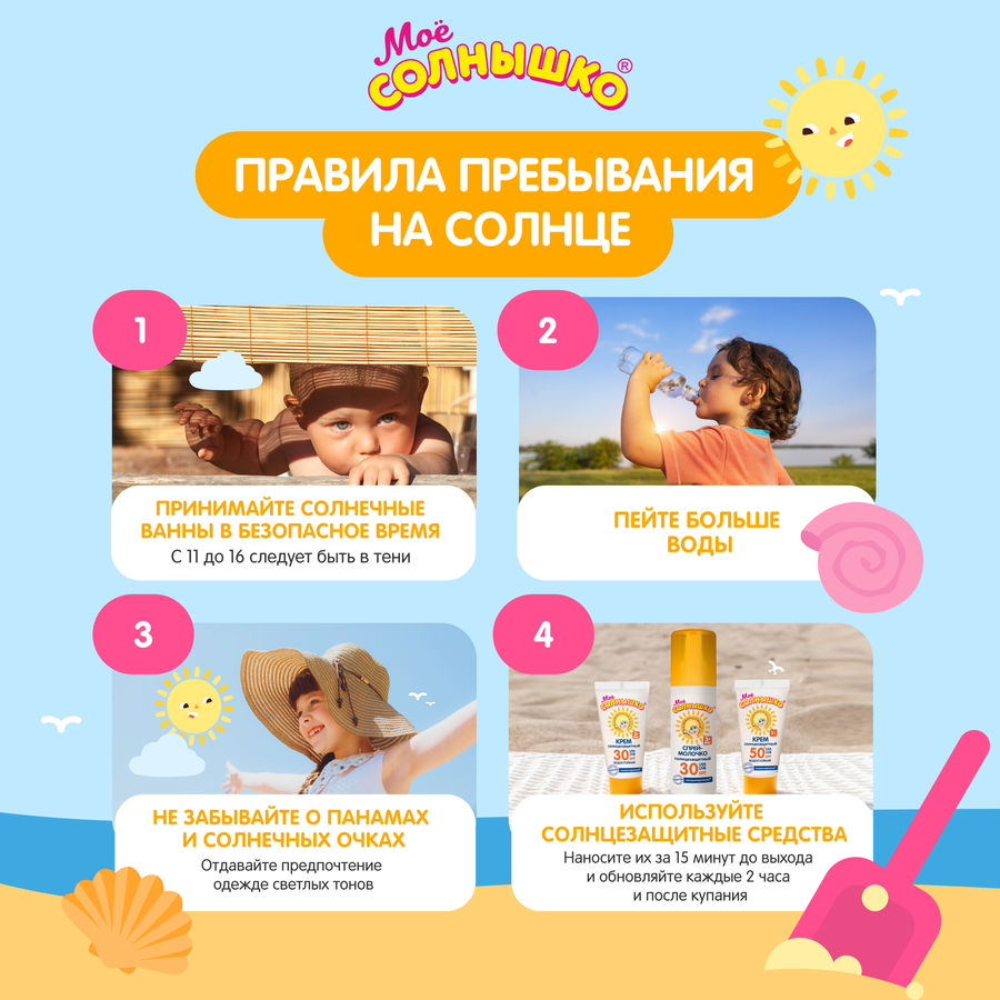 Спрей солнцезащитный детский МОЕ СОЛНЫШКО SPF30, 100мл, предпросмотр