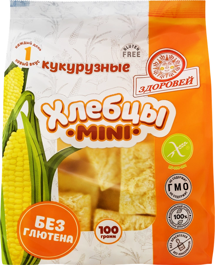 Хлебцы кукурузные ЗДОРОВЕЙ Хрустящие мини, 100г