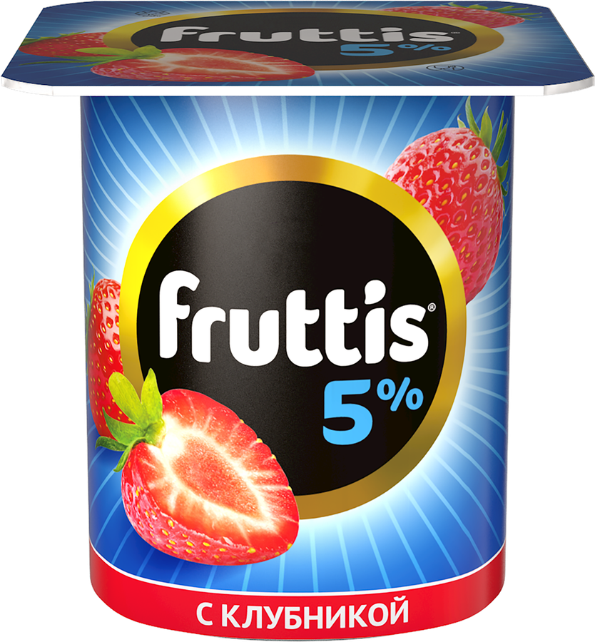 Продукт йогуртный FRUTTIS Клубника/Персик 5%, без змж, 115г