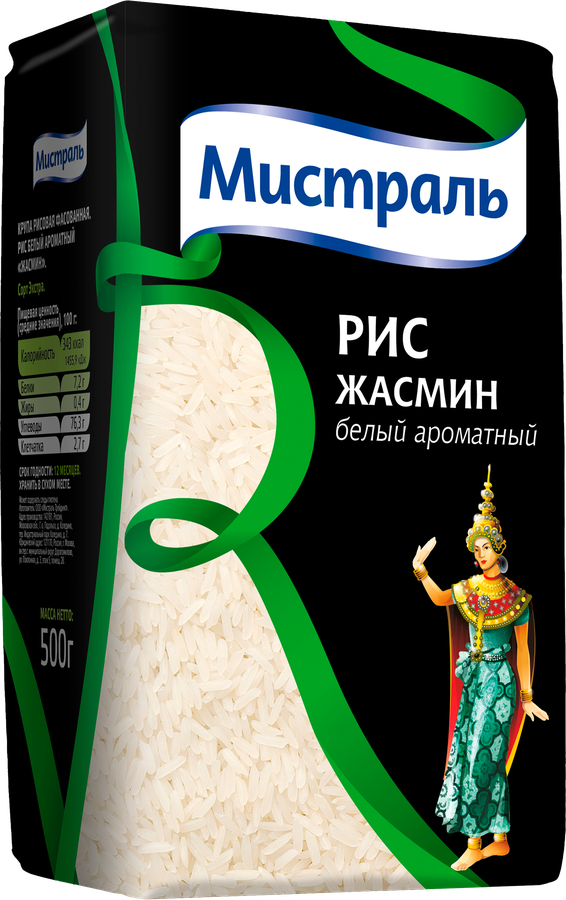 Рис длиннозерный МИСТРАЛЬ Жасмин, 500г