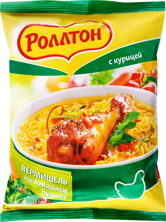 Вермишель РОЛЛТОН На домашнем бульоне с курицей, 60г