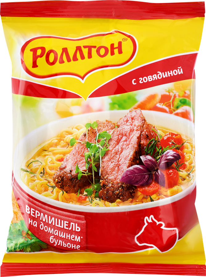 Вермишель РОЛЛТОН На домашнем бульоне с говядиной, 60г