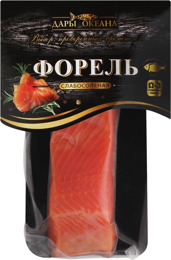 Форель слабосоленая ДАРЫ ОКЕАНА филе-кусок с кожей, 150г