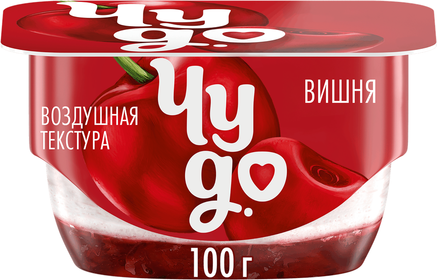 Десерт творожный ЧУДО Творожок взбитый двухслойный Вишня 4,2%, без змж, 100г