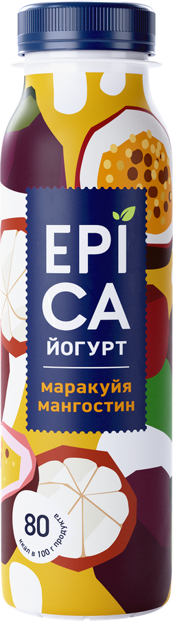 Йогурт питьевой EPICA с маракуйей и мангостином 2,5%, без змж, 260г