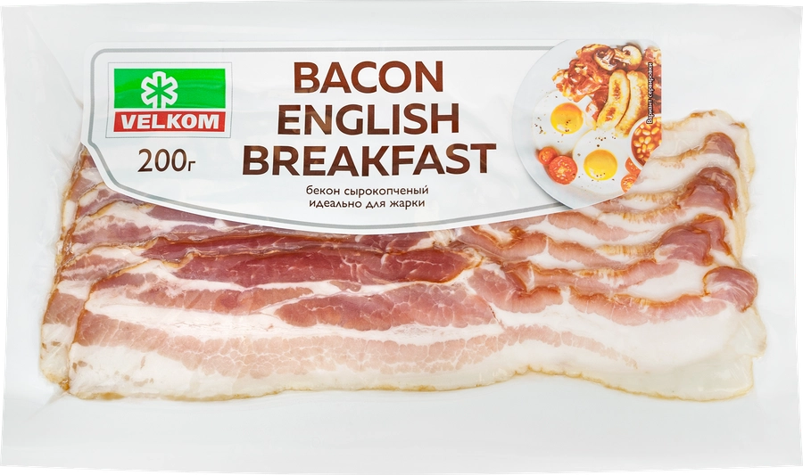 Бекон сырокопченый ВЕЛКОМ English breakfast, нарезка, 200г