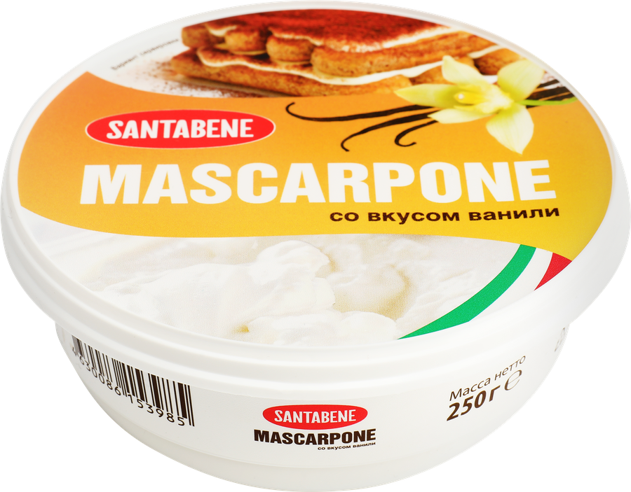 Сыр SANTABENE Маскарпоне со вкусом ванили 80%, без змж, 250г
