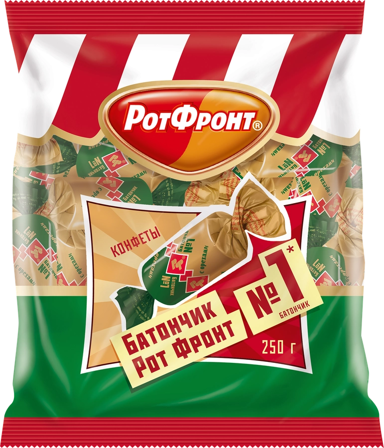 Конфеты РОТ ФРОНТ с орехом, 250г