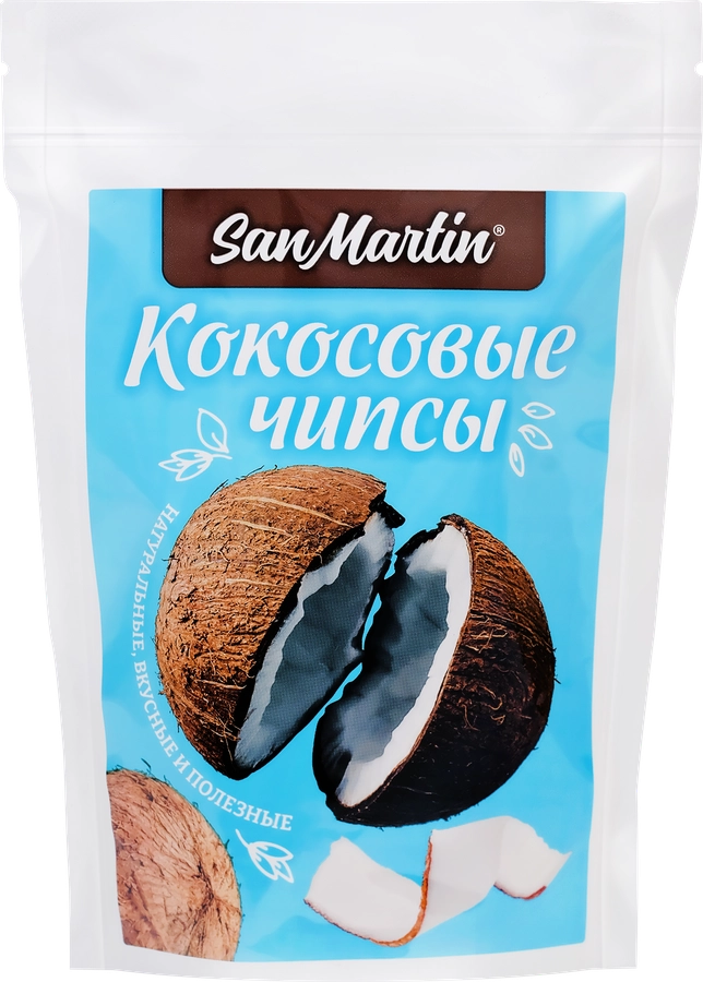 Чипсы кокосовые SAN MARTIN натуральные, без сахара и добавок, 40г