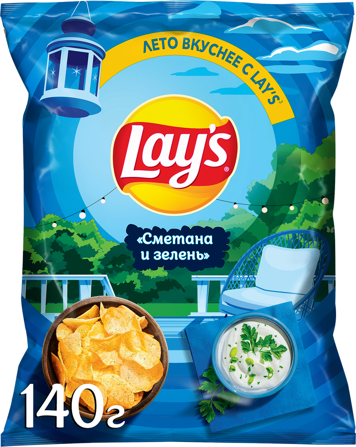 Чипсы картофельные LAY'S Сметана и зелень, 140г