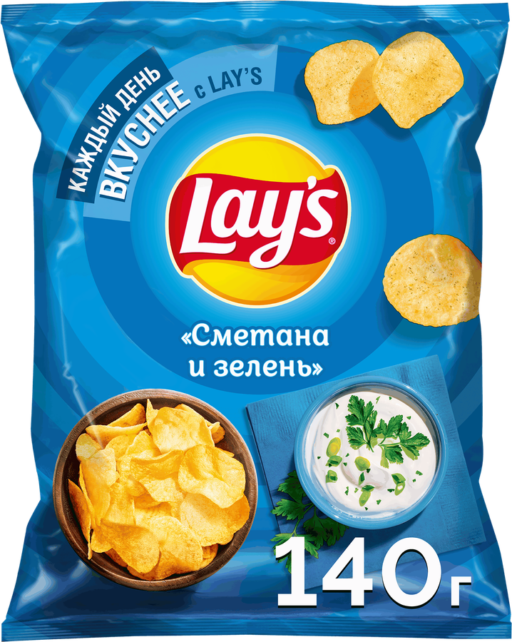 Чипсы картофельные LAY'S Сметана и зелень, 140г