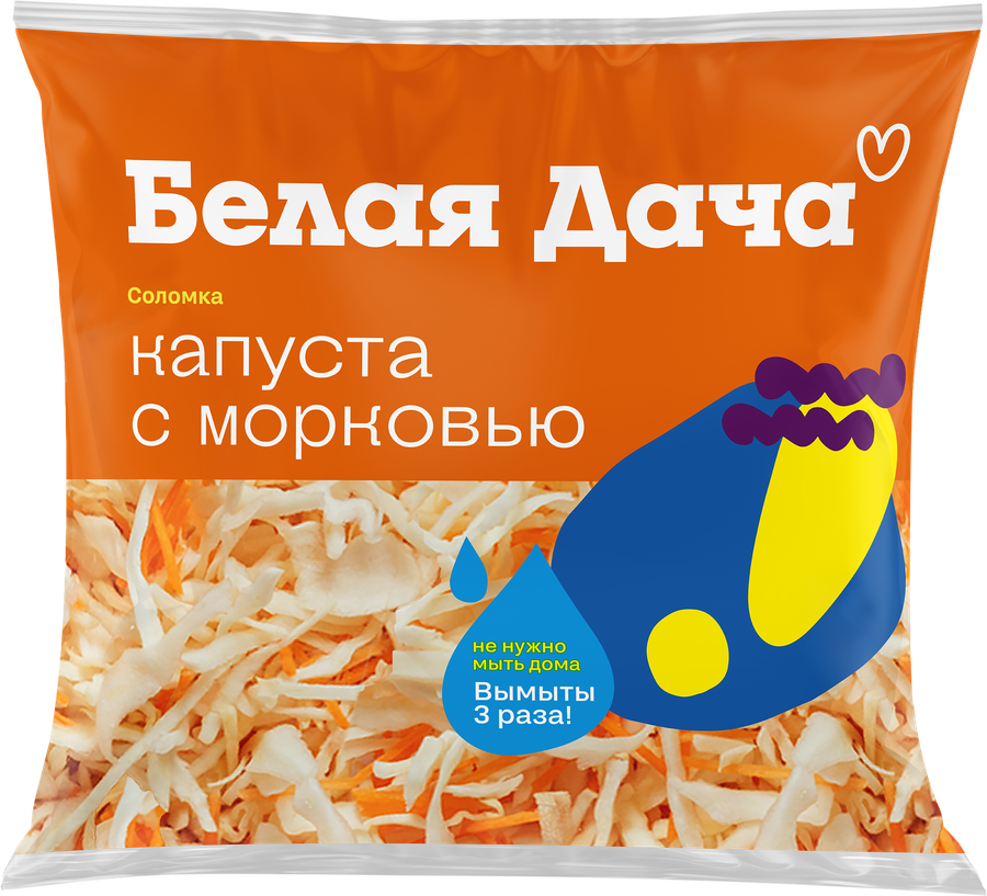 Смесь овощная БЕЛАЯ ДАЧА Капуста с морковью, соломка, 200г