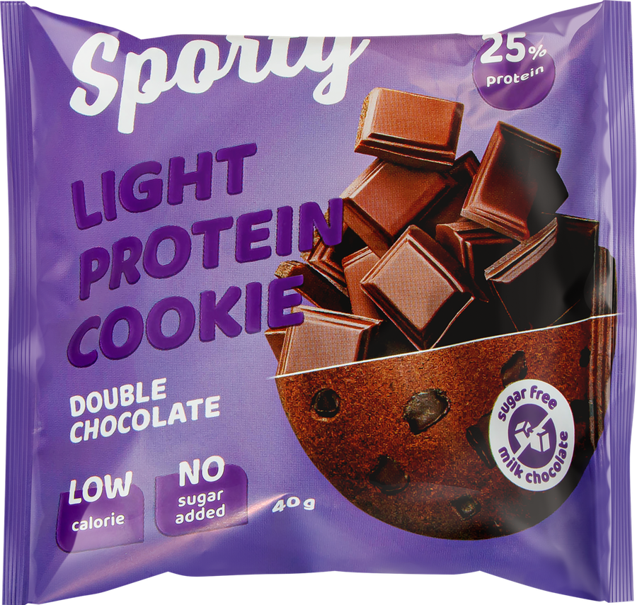 Печенье протеиновое SPORTY Protein Light Двойной шоколад, 40г
