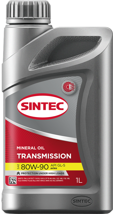 Масло трансмиссионное SINTEC TRANS ТМ5 SAE 80W-90 API GL-5, минеральное, 1л