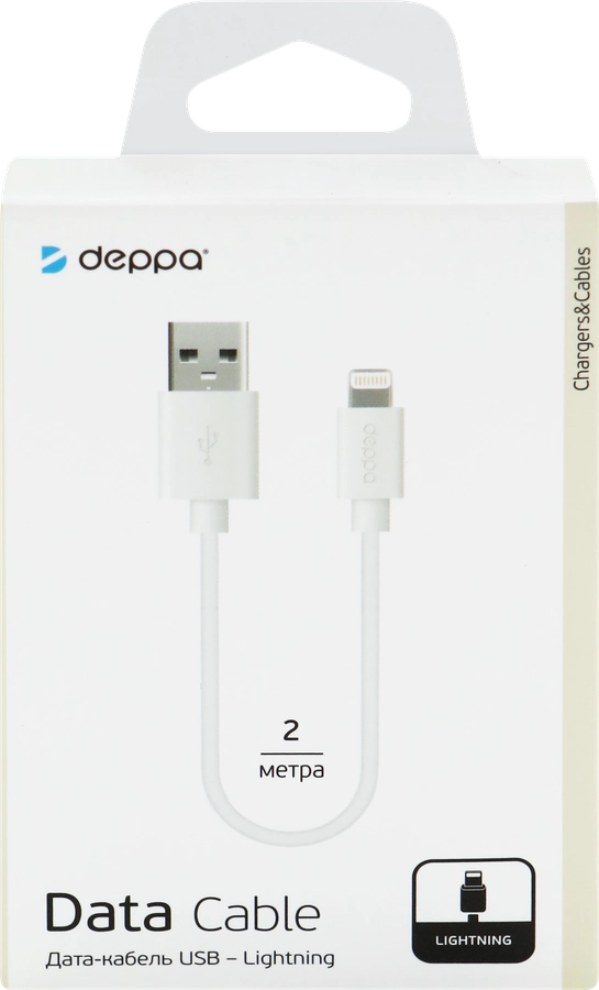 Дата-кабель DEPPA USB – Lightning, 2м, белый