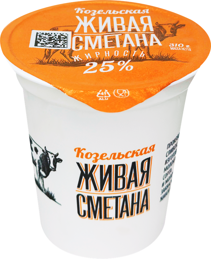 Сметана КОЗЕЛЬСКОЕ МОЛОКО 25%, без змж, 310г