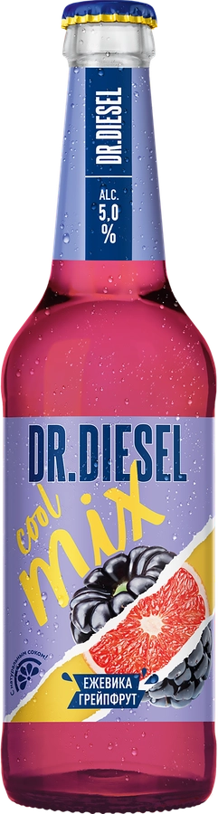 Напиток пивной DOCTOR DIESEL Ежевика, грейпфрут нефильтрованный пастеризованный 5%, 0.45л