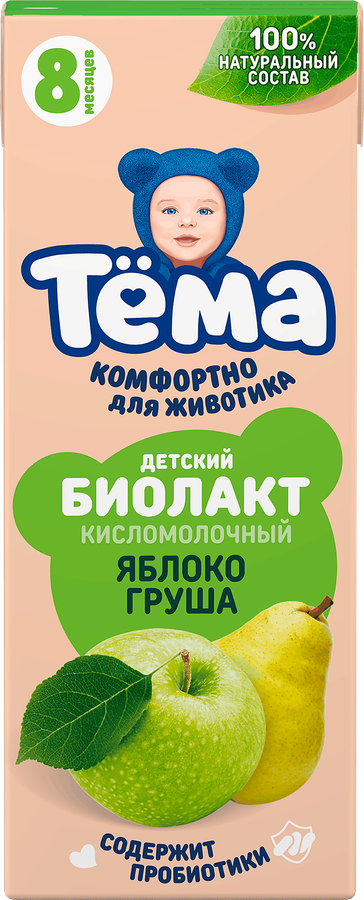 Биолакт детский ТЕМА Яблоко, груша 3%, без змж, 206г
