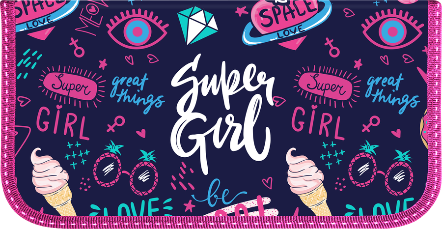 Пенал SCHOOLFORMAT Super girl, 19х9см