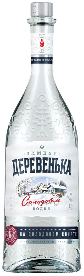 Водка ЗИМНЯЯ ДЕРЕВЕНЬКА на солодовом спирте Альфа 40%, 0.7л