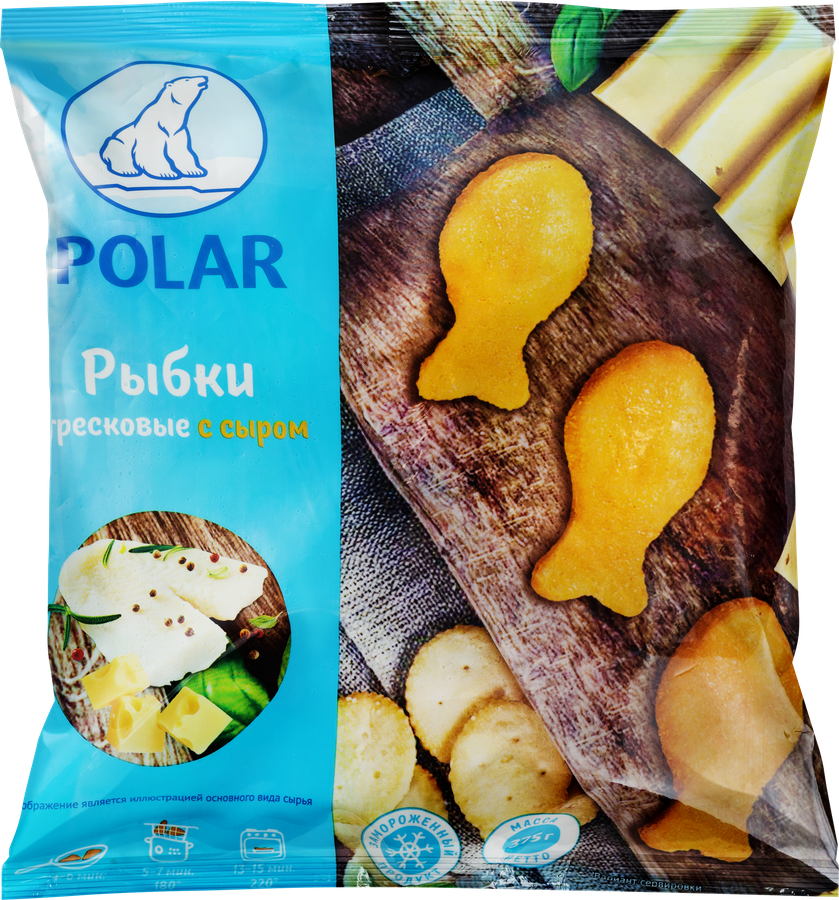 Рыбки тресковые замороженные POLAR с сыром, в панировке, 375г