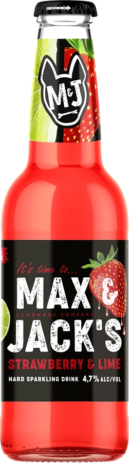 Напиток пивной MAX&JACK'S Strawberry Lime Клубника, лайм нефильтрованный пастеризованный 4,7%, 0.4л