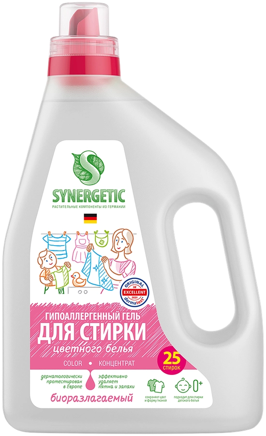 Гель для стирки SYNERGETIC Color биоразлагаемый концентрированный, 1.5л