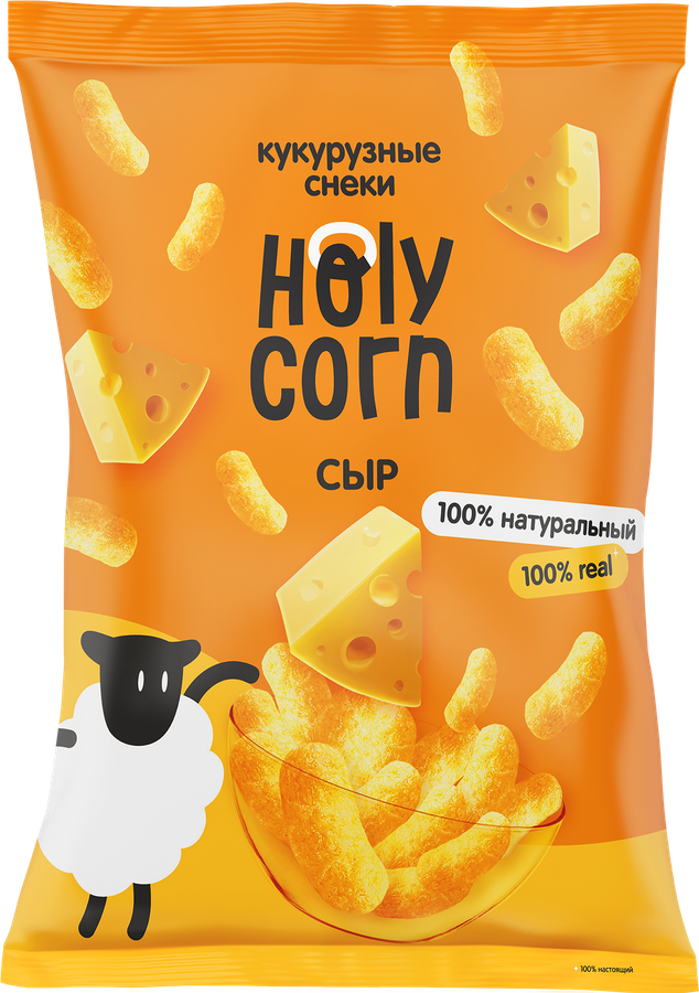 Снеки кукурузные HOLY CORN Ground Pack со вкусом сыра, 50г