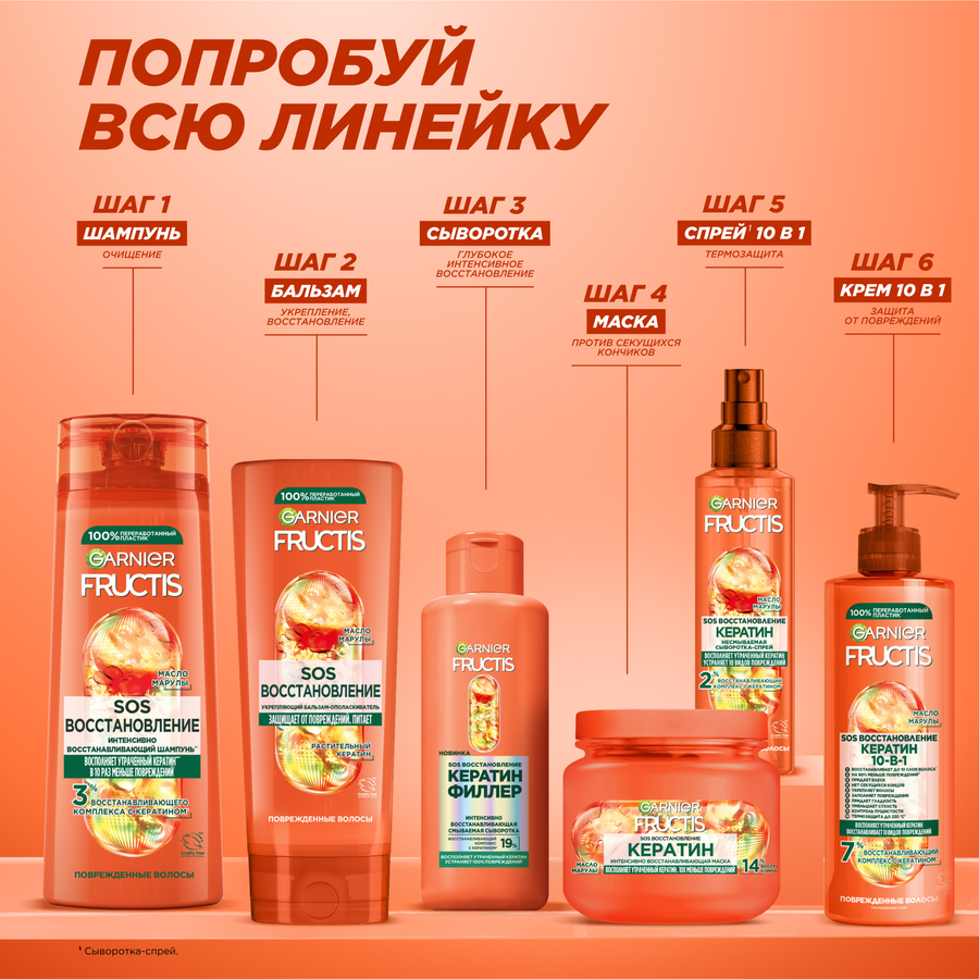 Спрей для волос FRUCTIS восстанавливающий с маслом амлы и растительным 
кератином, 200мл, превью