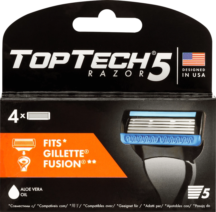 Кассеты сменные для бритья TOPTECH Razor 5, 4шт