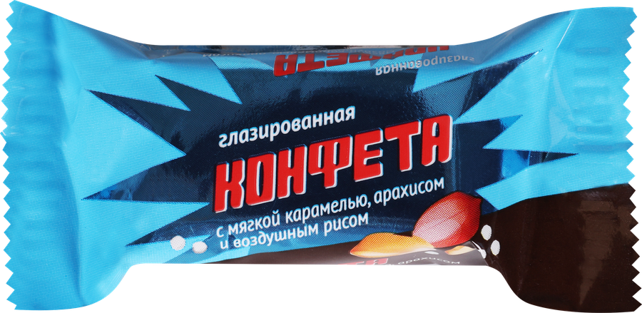 Конфеты ПАРКУР Mini, карамель ,с арахисом и воздушным рисом, глазированный, весовой, предпросмотр