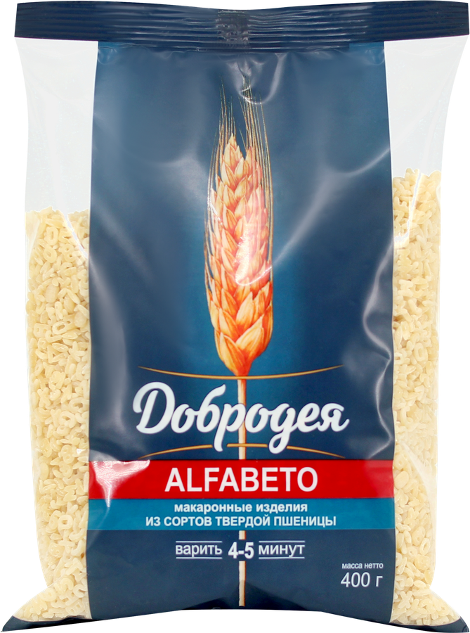 Макароны ДОБРОДЕЯ Alfabeto группа А, высший сорт, 400г