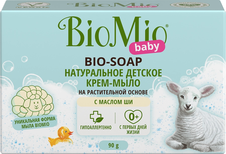 Туалетное крем-мыло детское BIOMIO BABY с маслом Ши 0+, 90г