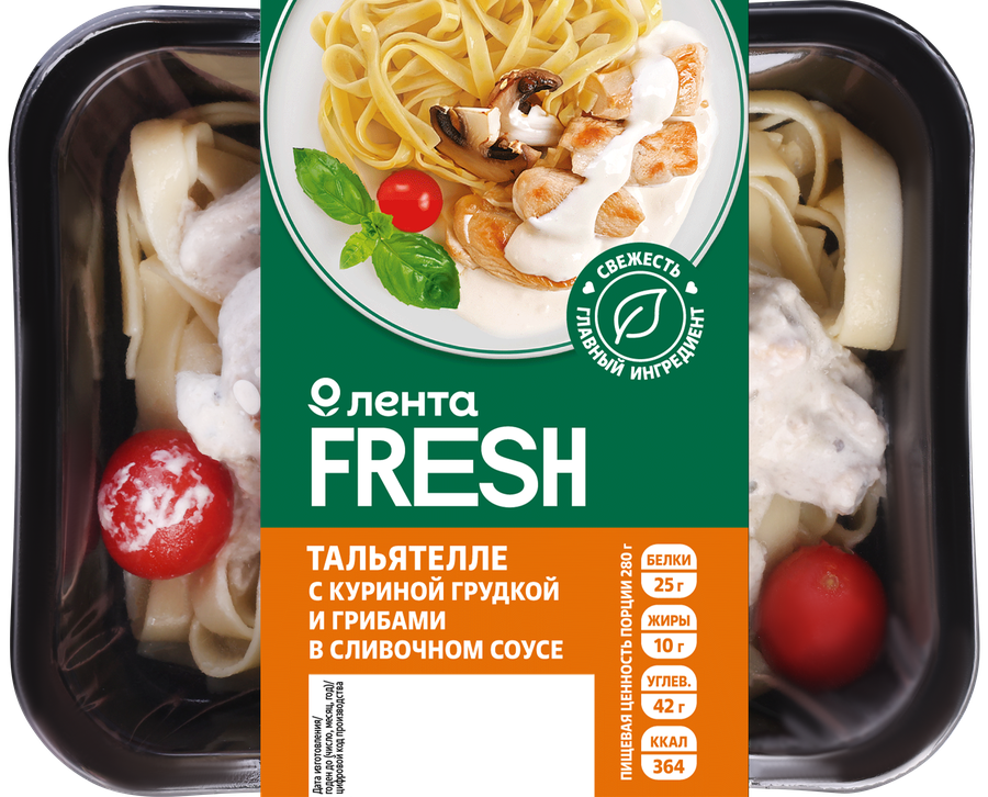 Тальятелле с куриной грудкой и грибами в сливочном соусе ЛЕНТА FRESH, 280г, предпросмотр
