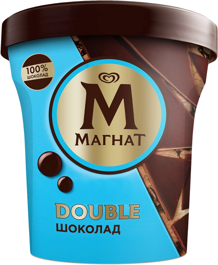 Мороженое МАГНАТ Double Шоколад, сливочное 10%, без змж, пластиковый стакан, 310г